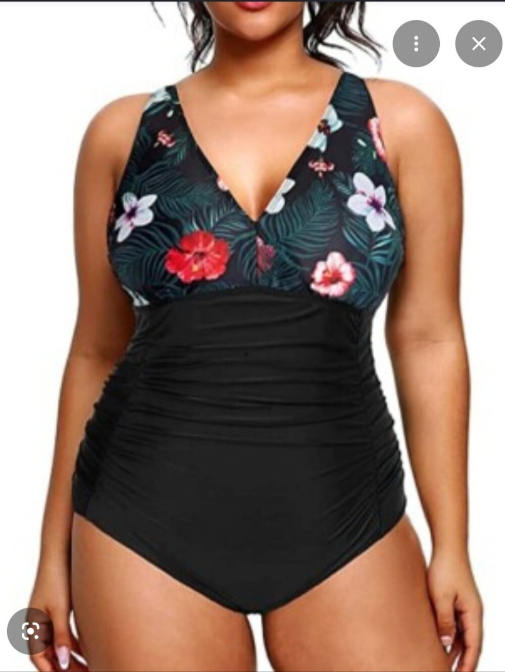 AQUA EVE One-piece Swimsuit Dark Floral, Tummy Control Size 22W Plus Full Butt